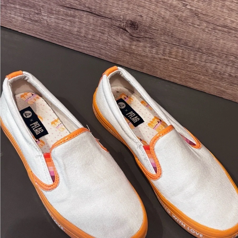 Sperry Cream and Orange Collaboration Sneakers
